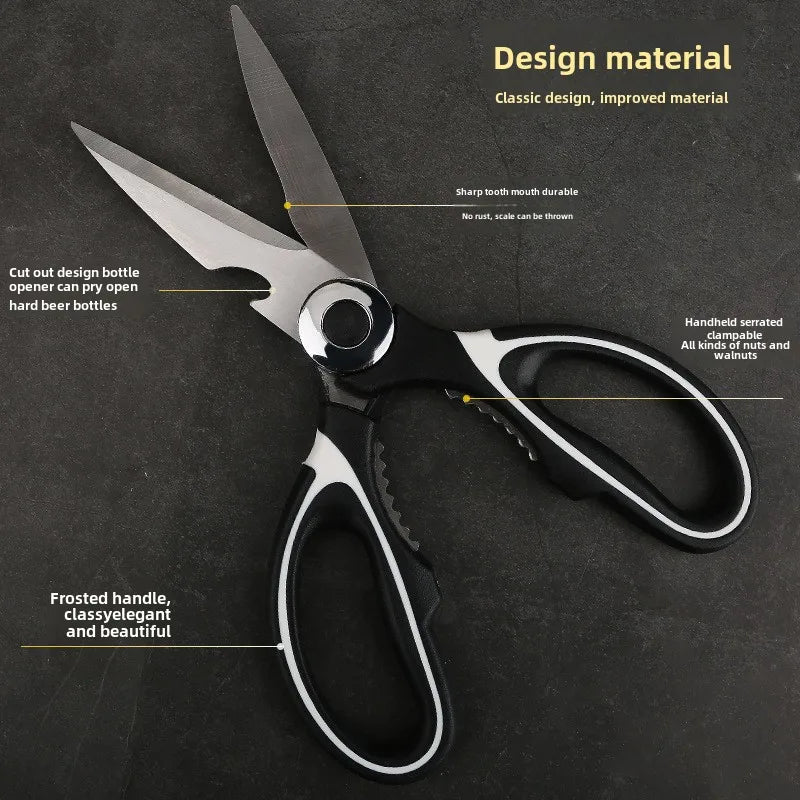 Thickened Kitchen Scissors Strong Chicken Bone Scissors Household Multi-Functional Food Scissors Sharp and Durable
