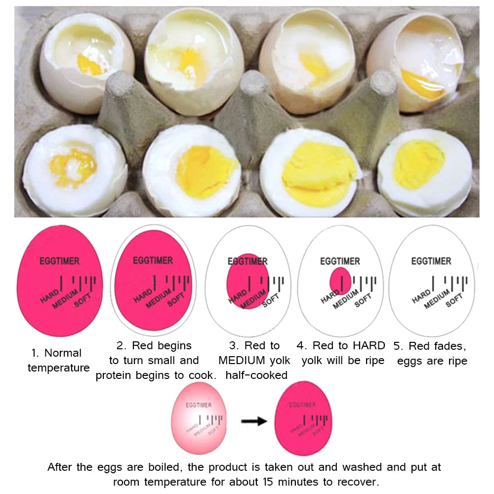 Eco-Friendly Resin Red Eggs Timer Egg Timer Resin Boiled Egg Cooker Color Changing Cooking Temperature Observer Kitchen Tool