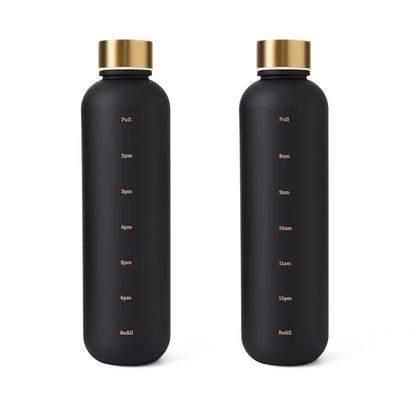 1000ML Bottle With Time Marker Motivational Reusable Fitness Sports Outdoors Travel Cycling Leakproof BPA Free Frosted Bottle