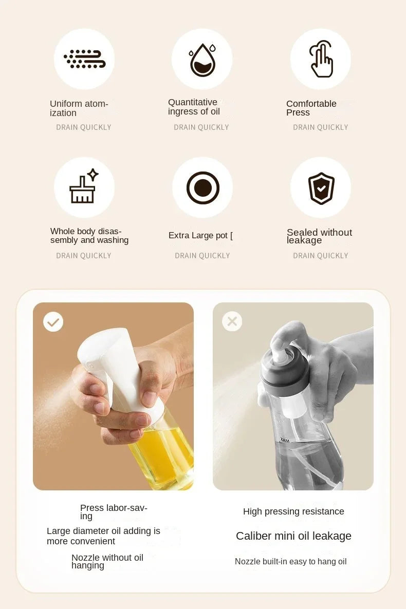1Pc 200/300/500 ML Oil Kitchen Household Edible Spray Bottle Atomized Misty Tank Air Fryer