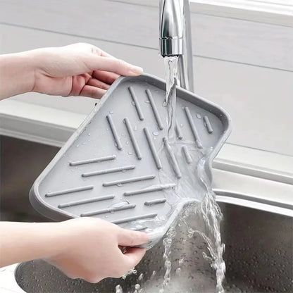 Silicone Kitchen Sink Tray Japanese-style Bathroom Toilet Water-free Silicone Soap Box Drain Mat Sink Splash Dry Size Drain Mat