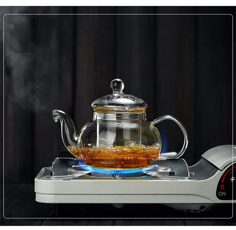 Glass Teapot with Tea Strainer Heat Resistant Glass Kettle Large Capacity Water Container Chinese Traditional Kung Fu Teaware