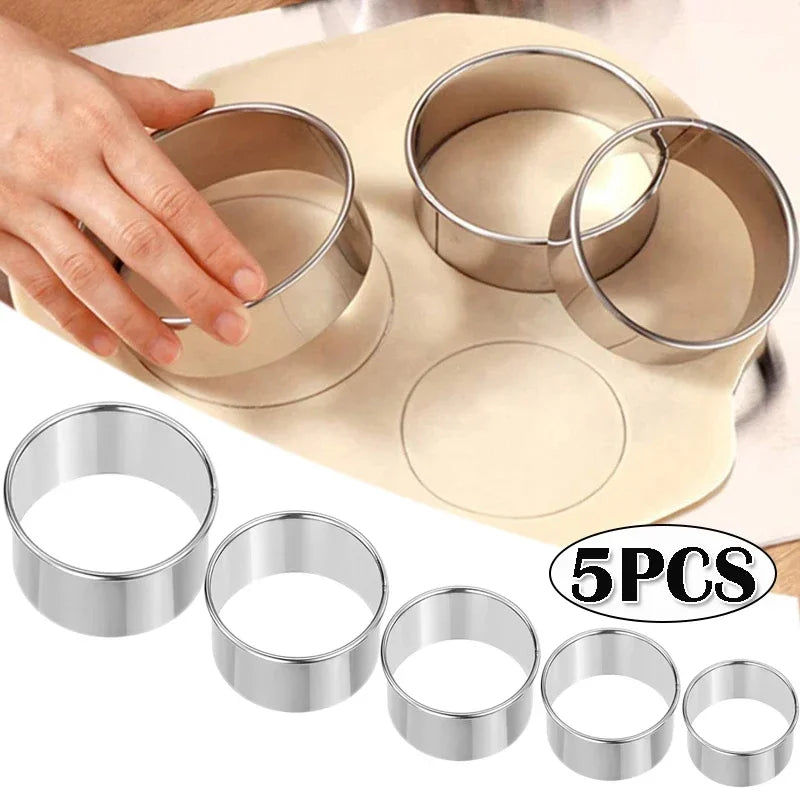5PCs round stainless steel biscuit mold dumpling skin cutting mold DIY biscuit pastry cake baking tools kitchen baking gadget