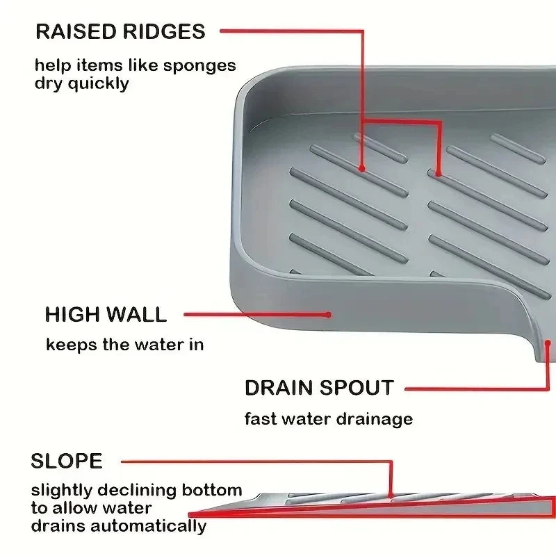Silicone Kitchen Sink Tray Japanese-style Bathroom Toilet Water-free Silicone Soap Box Drain Mat Sink Splash Dry Size Drain Mat