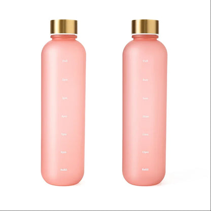 1000ML Bottle With Time Marker Motivational Reusable Fitness Sports Outdoors Travel Cycling Leakproof BPA Free Frosted Bottle