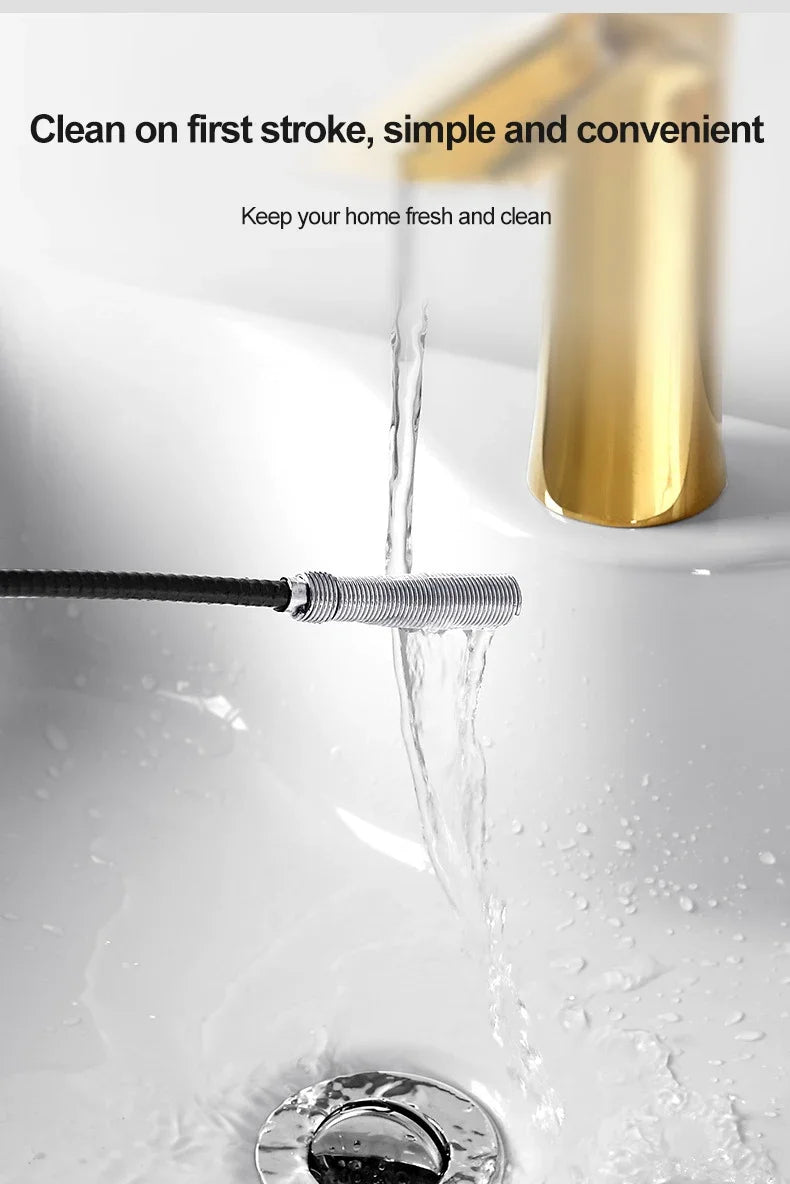 1pc 160CM Sewer Pipe Unblocker Snake Spring Pipe Dredging Tool Kitchen Bathroom Sewer Cleaning Tool Kitchen Accessories