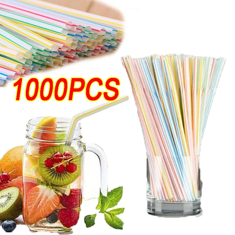 Multicolor Plastic Pipes Drinking Straws Cola Straws Bar Party Wedding Kitchen Pajitas Cocktail Straw Wholesale Tool