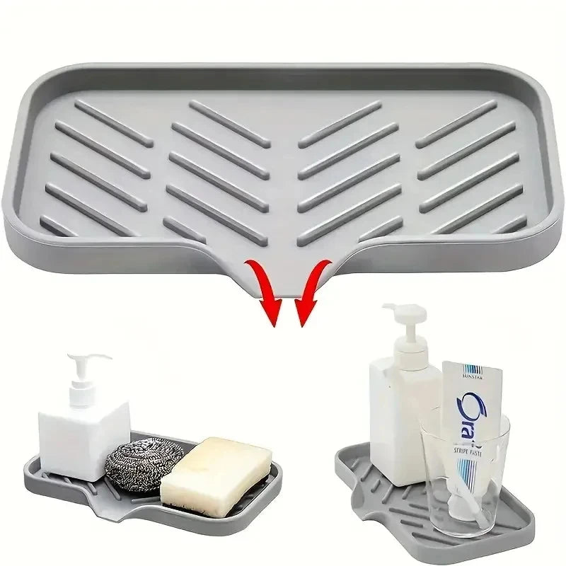 Silicone Kitchen Sink Tray Japanese-style Bathroom Toilet Water-free Silicone Soap Box Drain Mat Sink Splash Dry Size Drain Mat
