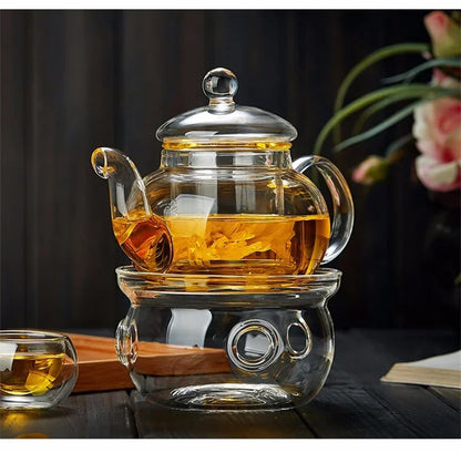 Glass Teapot with Tea Strainer Heat Resistant Glass Kettle Large Capacity Water Container Chinese Traditional Kung Fu Teaware
