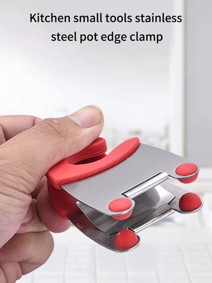 Pot Clip/Stainless Steel Pot Holder For Spoon Rest Silicone And Anti Scald Grip Easy Pot Fixed Clamp Kitchen Accessories Tools