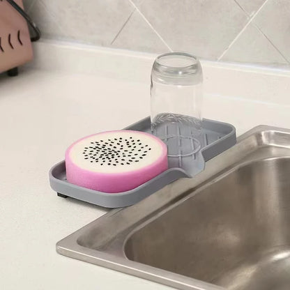 Silicone Kitchen Sink Tray Japanese-style Bathroom Toilet Water-free Silicone Soap Box Drain Mat Sink Splash Dry Size Drain Mat