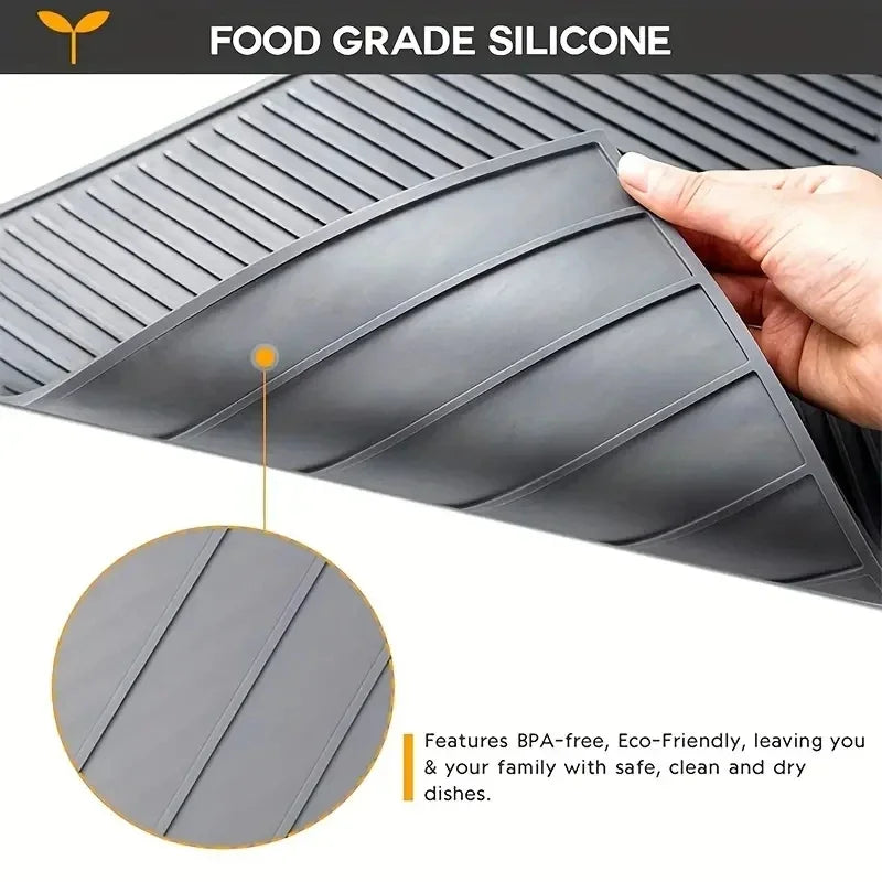 Silicone Draining Board Mat Dish Drying Mat Folding Draining Mat Large Drain Pad Eco-Friendly Drainer Mat Heat Resistant Pot