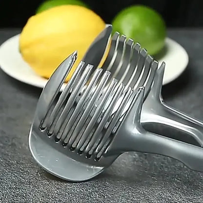 Stainless Steel Kitchen Handheld Orange Lemon Slicer Tomato Cutting Clip Fruit Slicer Onion Slicer KitchenItem Cutter Accessorie