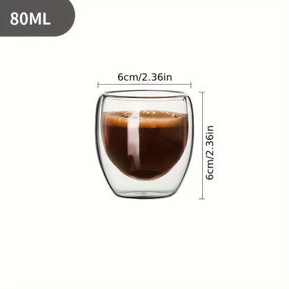 6pcs Double Wall Glass Cup 80ml Cute Mugs Coffee Cups Drinking Glasses for Drinks Personalized Mug Beer Tea Cup Set