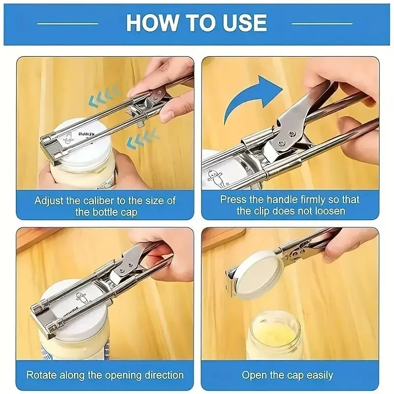 1pc New Non-slip Stainless Steel Can Opener Adjustable Bottle Opener Adjustable Multifunctional Stainless Steel Can Opener