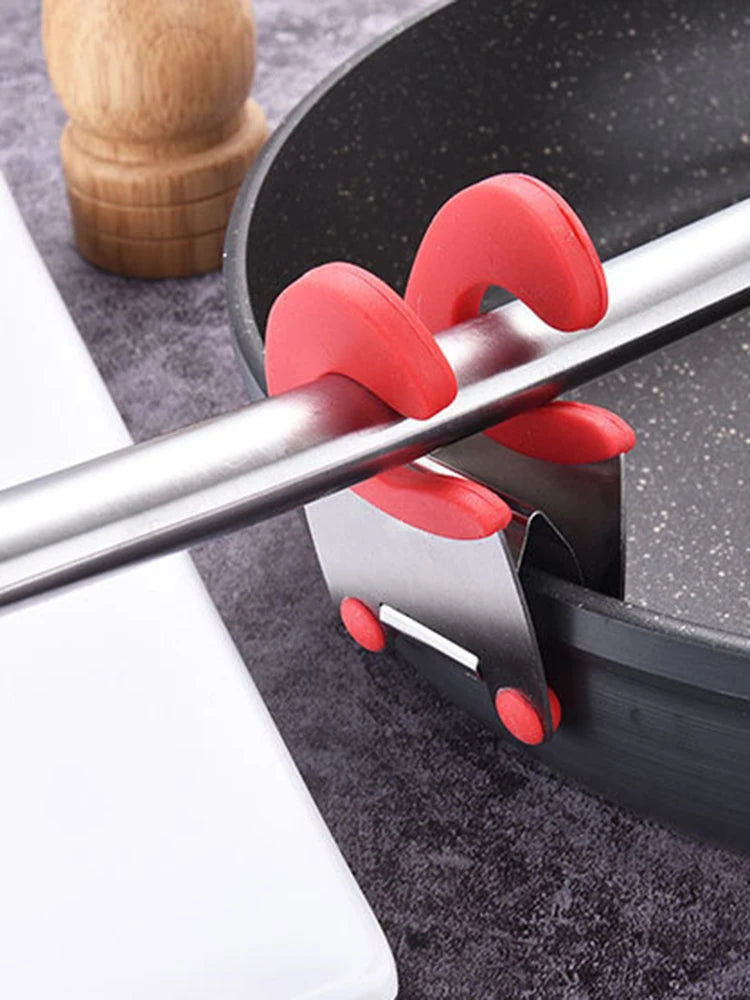 Pot Clip/Stainless Steel Pot Holder For Spoon Rest Silicone And Anti Scald Grip Easy Pot Fixed Clamp Kitchen Accessories Tools