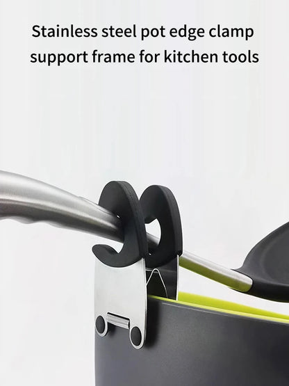 Pot Clip/Stainless Steel Pot Holder For Spoon Rest Silicone And Anti Scald Grip Easy Pot Fixed Clamp Kitchen Accessories Tools