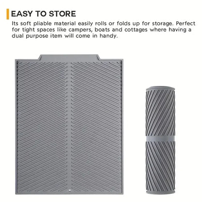 Silicone Draining Board Mat Dish Drying Mat Folding Draining Mat Large Drain Pad Eco-Friendly Drainer Mat Heat Resistant Pot