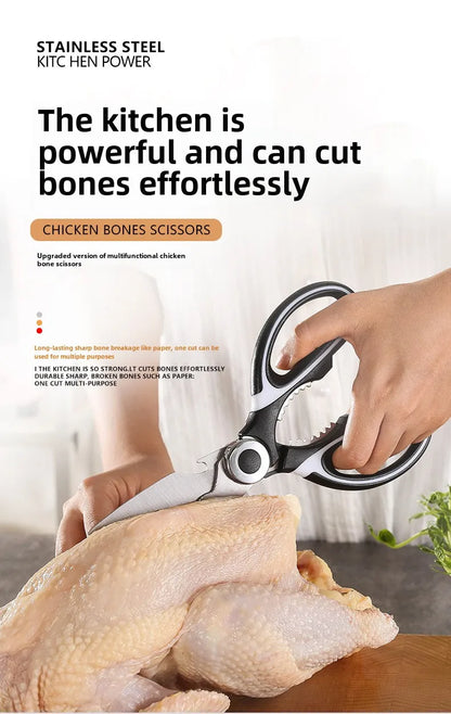 Thickened Kitchen Scissors Strong Chicken Bone Scissors Household Multi-Functional Food Scissors Sharp and Durable