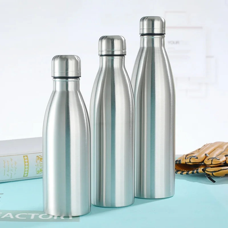 Single Layer Stainless Steel Canteen Kettle Outdoor Camping Hiking Water Bottle Portable Large Capacity Leakproof Drinking Bottl