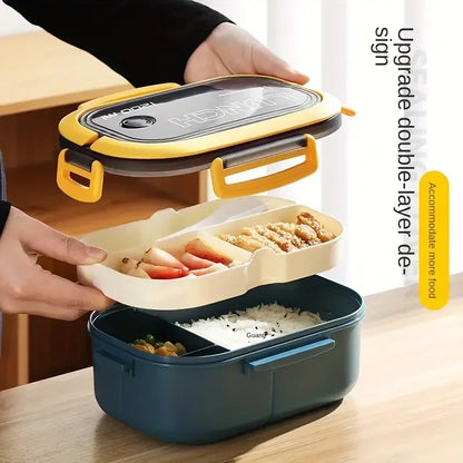 Thickened plastic lunch box compartment 2 layer lunch box commuter lunch box microwaveable
