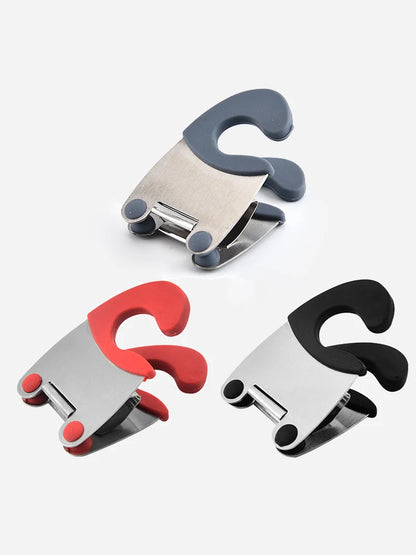 Pot Clip/Stainless Steel Pot Holder For Spoon Rest Silicone And Anti Scald Grip Easy Pot Fixed Clamp Kitchen Accessories Tools