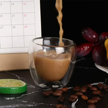 6pcs Double Wall Glass Cup 80ml Cute Mugs Coffee Cups Drinking Glasses for Drinks Personalized Mug Beer Tea Cup Set