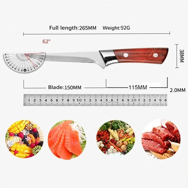 Professional Hand Forged Fillet Knife Boning Knife Bone Meat Fruit Fish Vegetables Chef Knife Stainless Steel Kitchen Knives