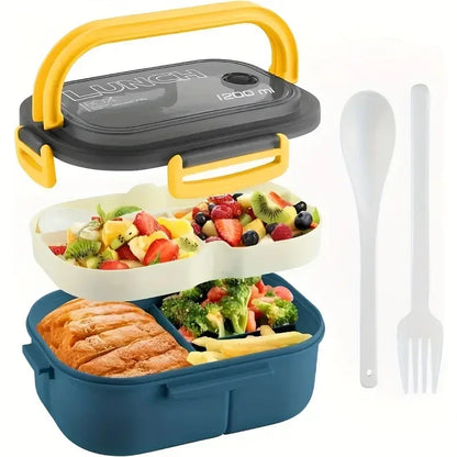 Thickened plastic lunch box compartment 2 layer lunch box commuter lunch box microwaveable