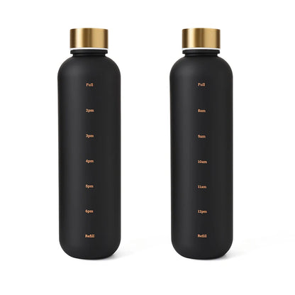 1000ML Bottle With Time Marker Motivational Reusable Fitness Sports Outdoors Travel Cycling Leakproof BPA Free Frosted Bottle