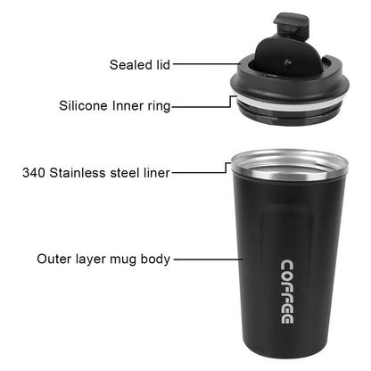 380/510ML Thermo Cafe Coffee Mug Car Thermos Mug Leak_Proof Travel Thermo Cup for Tea Water Coffee Double Stainless Steel